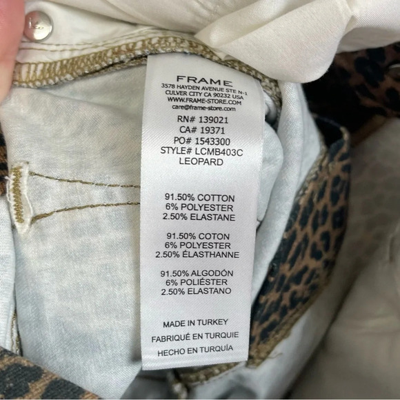 NWT Frame Le Crop Mini Boot Coated Jeans Womens 24 Leopard Tan Black - Picture 7 of 12
